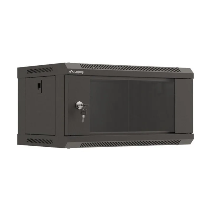 Lanberg Armario Mural Rack 19" 4U 540X350 Flat Pack Negro Puerta Cristal