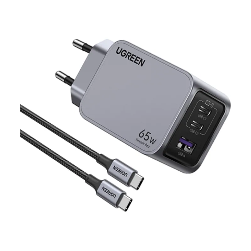 Ugreen Cargador DE Pared 65W 1 USB-A 2 USB-C