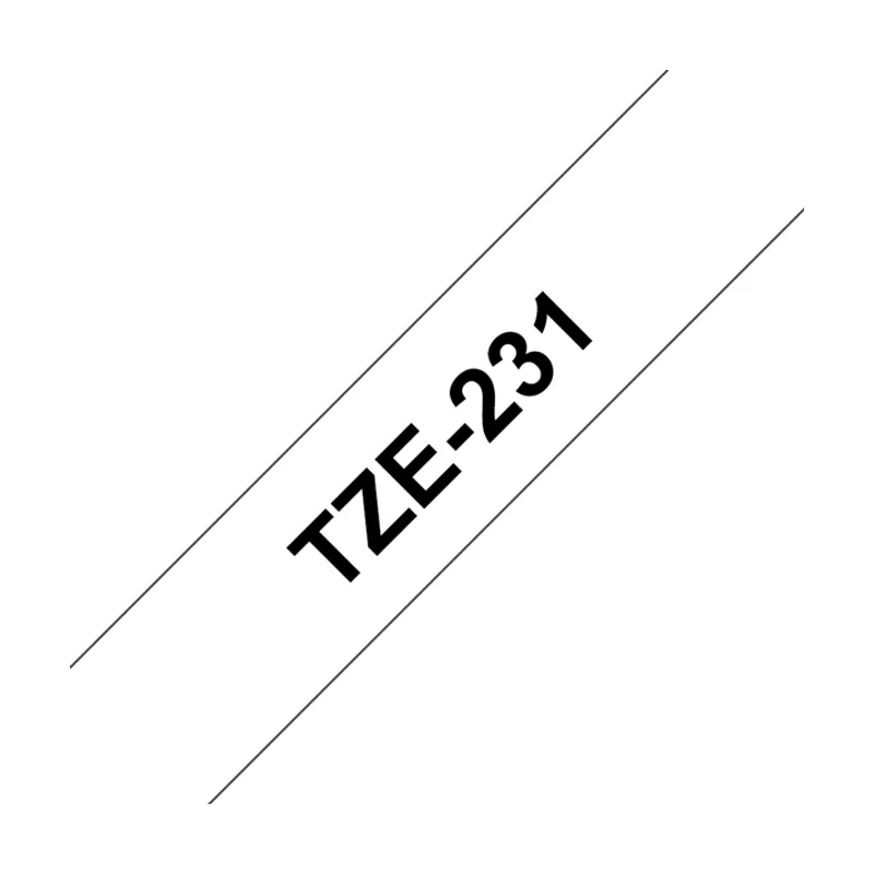 Cinta Laminada Texto Negro Fondo Blanco 12mmx8m TZe231