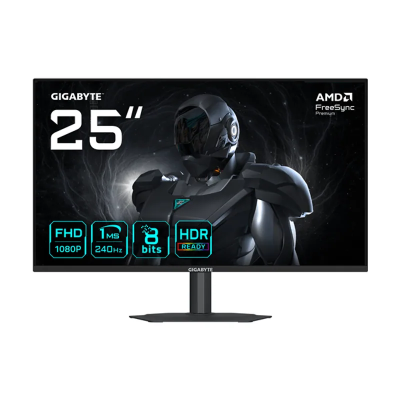 Gigabyte 25" G25F2A,SS IPS,1920X1080 FHD 0.09PP,1000:1,1MS,240HZ,2HDMI+1DP,ALTAVOCES,REGULABLE Altura