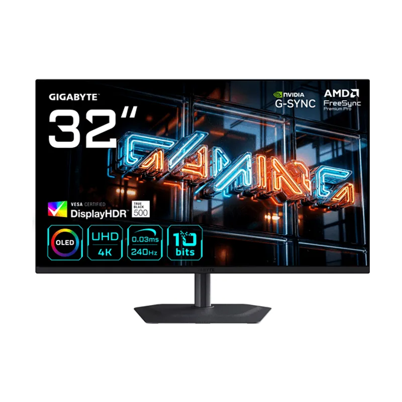 Gigabyte 32" MO32U24,3840X2160 QD-OLED 0.18PP,1.5M:1,0.03MS,240HZ,2HDMI+1DP+3USB3.2+USB Type C,ALTAVOCES