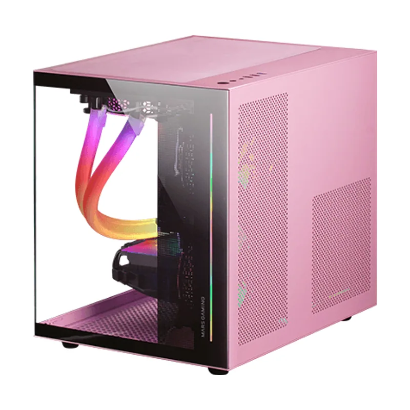 Mars Gaming Caja Microatx Masr Gaming MC-VIEW BLACK/PINK Frontal Y Lateral DE Cristal Templado Continuo Doble Camara SIN Fuente NI Ventiladores