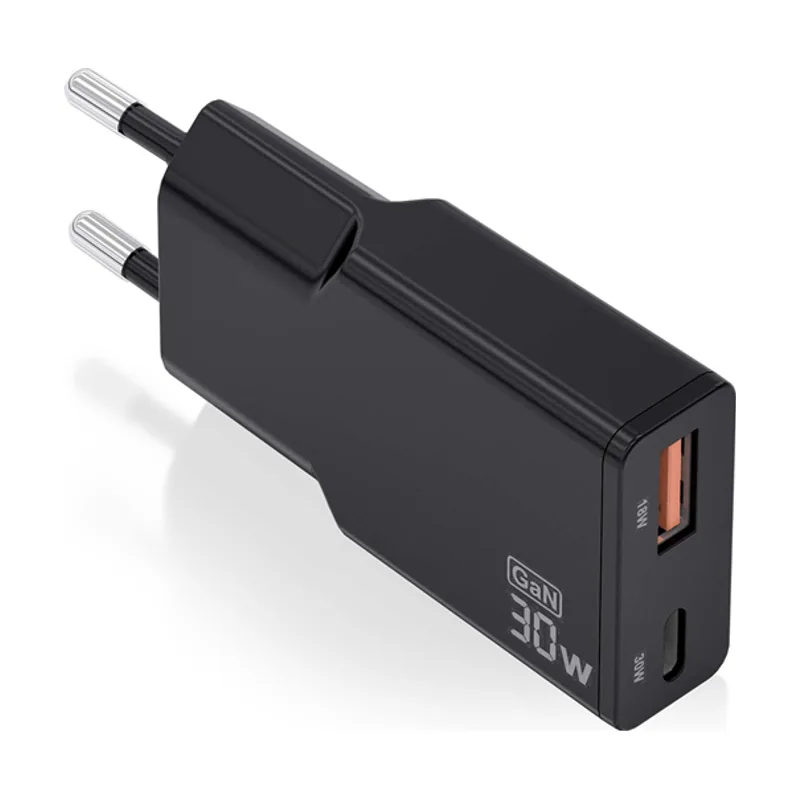 Aisens Cargador GAN Ultra Delgado 30W USB-C PD3.0 QC4.0 USB-A QC3.0