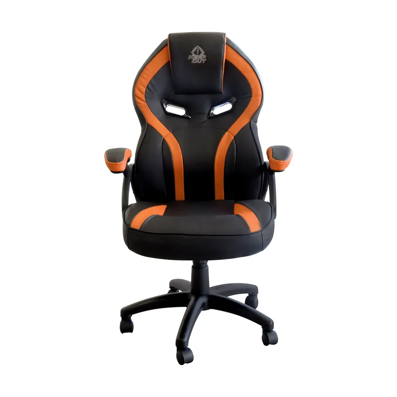 Keep OUT Silla Gamer XS200 Negra CON Detalle Naranja Espuma DE Alta Densidad Reposabrazos Fijos