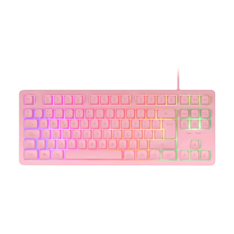 Mars Gaming Teclado H-MECH Gaming MK023 Rosa TAMA??O Compacto TKL Iluminacion RGB