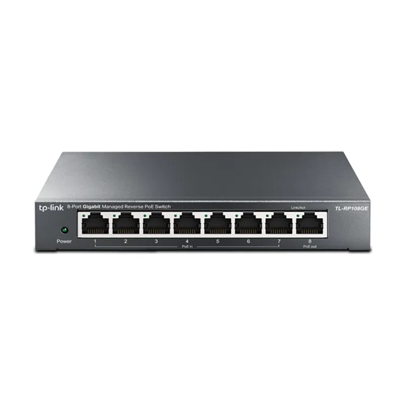 TP-Link Switch Gestionable Reverse POE RP108GE 7ENTRADAS POE Y 1SALIDA POE Gigabit 1PUERTO DE Salida CC Conmutable A