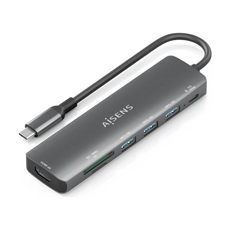 Aisens USB-C Dock 7 EN 1 USB-C A HDMI 3XUSB-A USB-C PD
