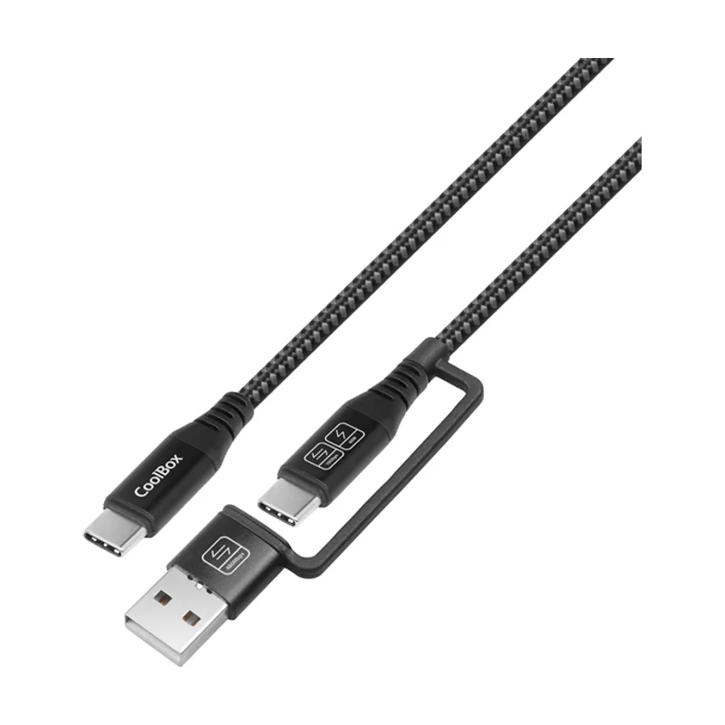 Coolbox Cable USB-C A USB-C 1.8M 60W Trenzado Adaptador USB-A