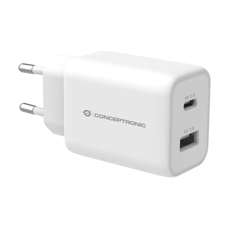 Conceptronic Cargador DE Pared Quick Charge 3.0 PD 1PUERTO USB-C 1 Puerto USB-A Althea