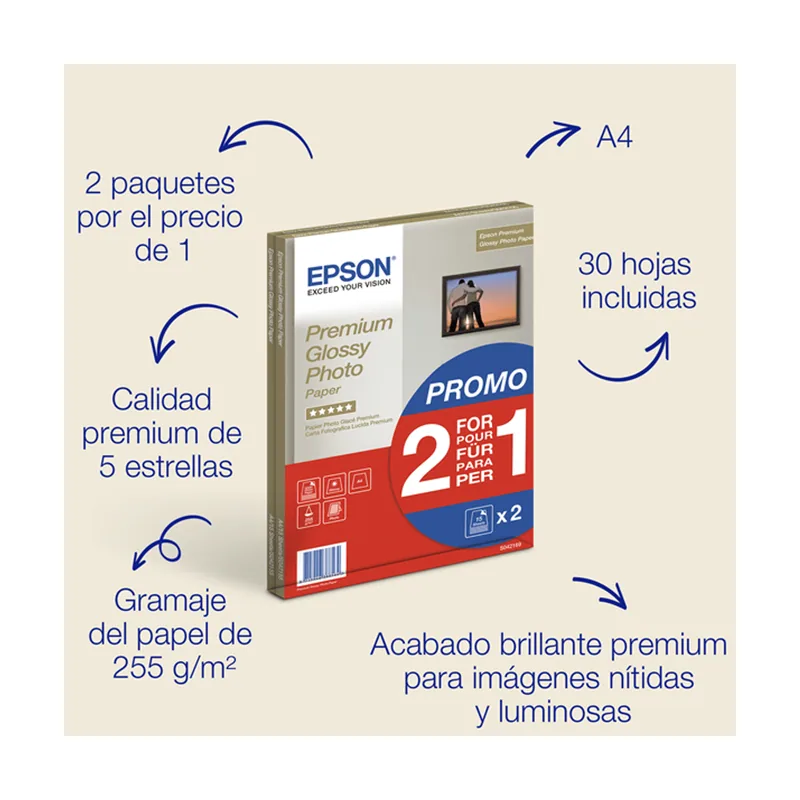Papel Glossy A4 255 GR. 15H X 2