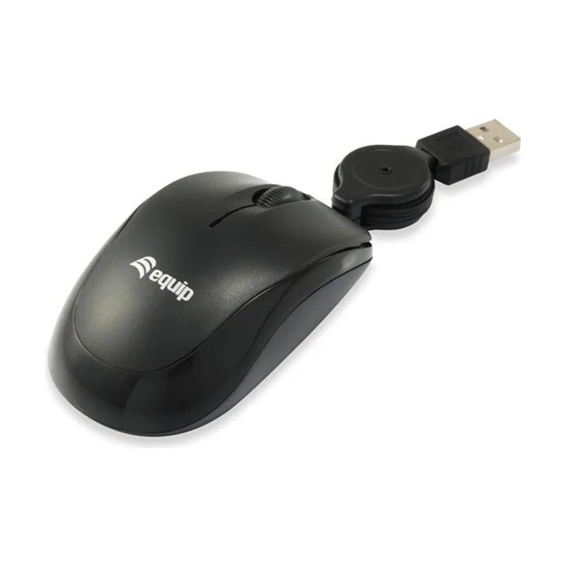 Equip Mouse Life Optico 2 Botones USB Cable Retractil Negro 1000DPI