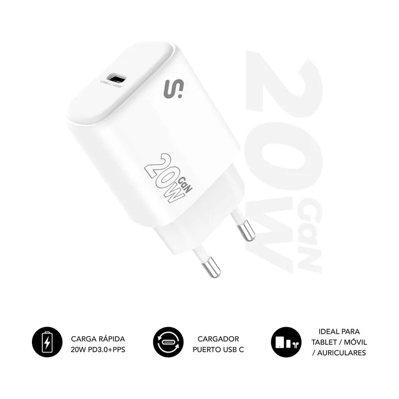 Subblim Cargador DE Pared GAN 20W 1XUSB-C