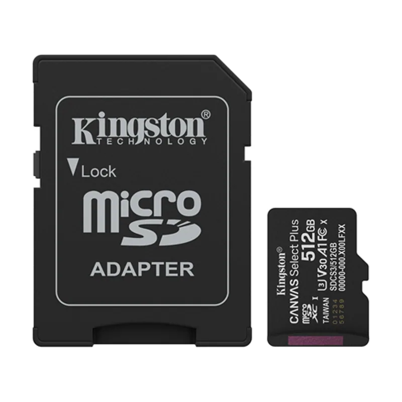 Kingston Memoria 512GB Microsdxc Canvas Select GEN3 + Adapt