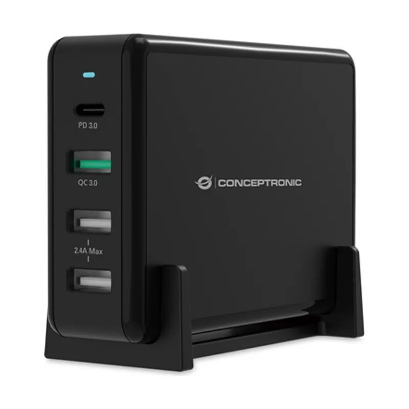 Conceptronic Quick Charge PD 4 Puertos 3 Puertos USB-A 1 Puerto USB-C