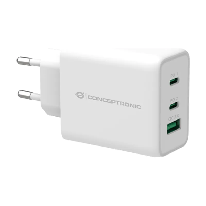 Conceptronic Cargador DE Pared Quick Charge 3.0 PD 2 Puerto USB-C 1 Puerto USB-A Althea