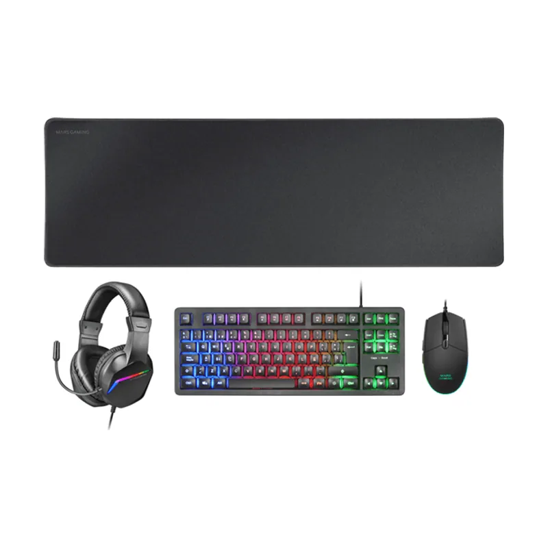Mars Gaming Pack Teclado Mouse Headset Y Alfombrilla MCP-RGB3
