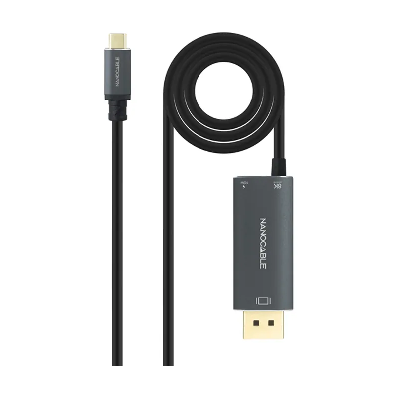 Nanocable Cable USB-C/M-DP/M+USB-C/H PD 1.8M