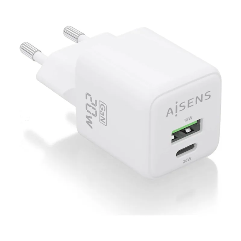 Aisens Cargador GAN 20W 1XUSB-C PD3.0 QC4.0 1XUSB-A QC3.0
