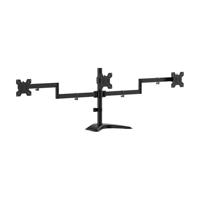 Aisens Soporte de mesa con peana eco giratorio e inclinable para 3 monitores