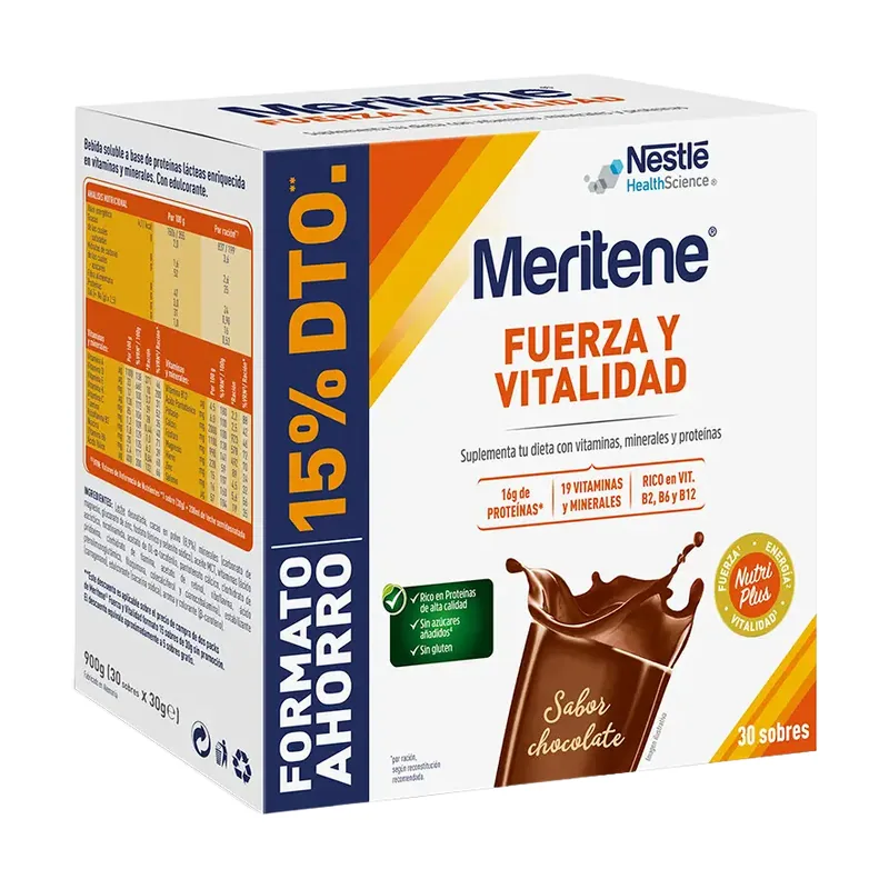 Nestle Meritene Fuerza Y Vitalidad Sabor Chocolate 30 Sobres