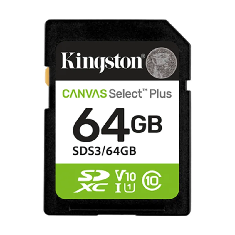 Kingston 64GB Sdxc Canvas Select Plus GEN3 100MB/S C10 UHS-I U1 V10