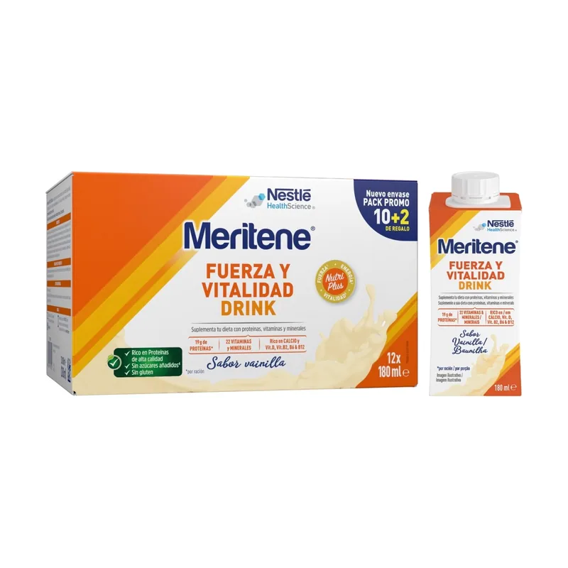 Nestle Meritene Fuerza Y Vitalidad Drink Sabor Vainilla 12x180 Ml