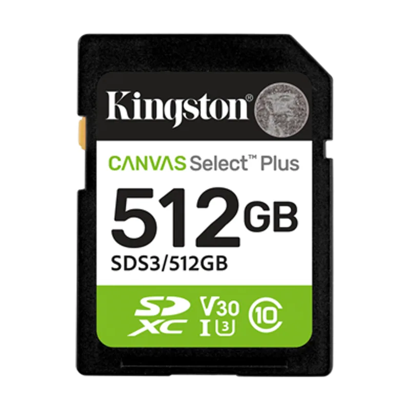 Kingston 512GB Sdxc Canvas Select Plus GEN3 150MB/S C10 UHS-I U3 V30