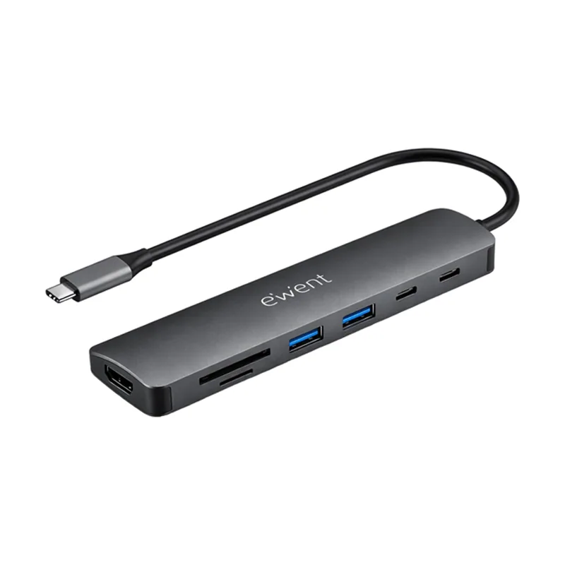 Eminent-Ewent HUB Ewent EW1152 USB-C 7 EN 1 HDMI 4K/USB-C/2USB-A/LECTOR Tarjetas SD Y Mirosd