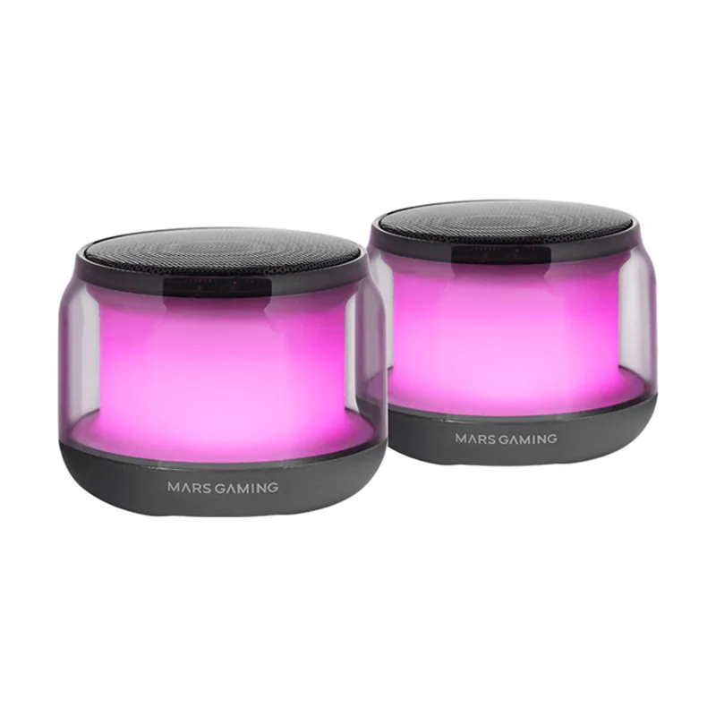 Mars Gaming Altavoz Bluetooth 2,0 MS-AURA Black RGB 360º BT 5,3 15W Alimentacion USB + Jack 3,5mm