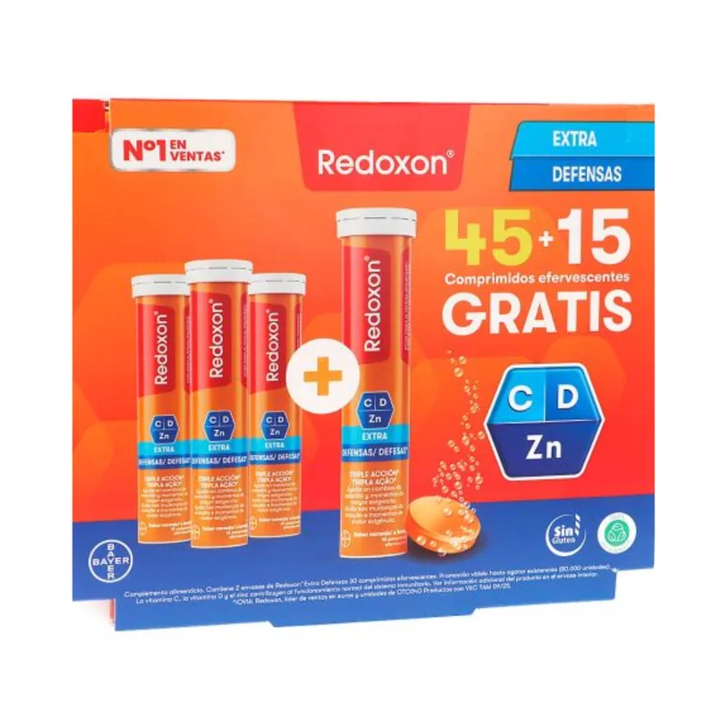 Bayer Redoxon Pack Extra Defensas 45+15 Comprimidos Efervescentes