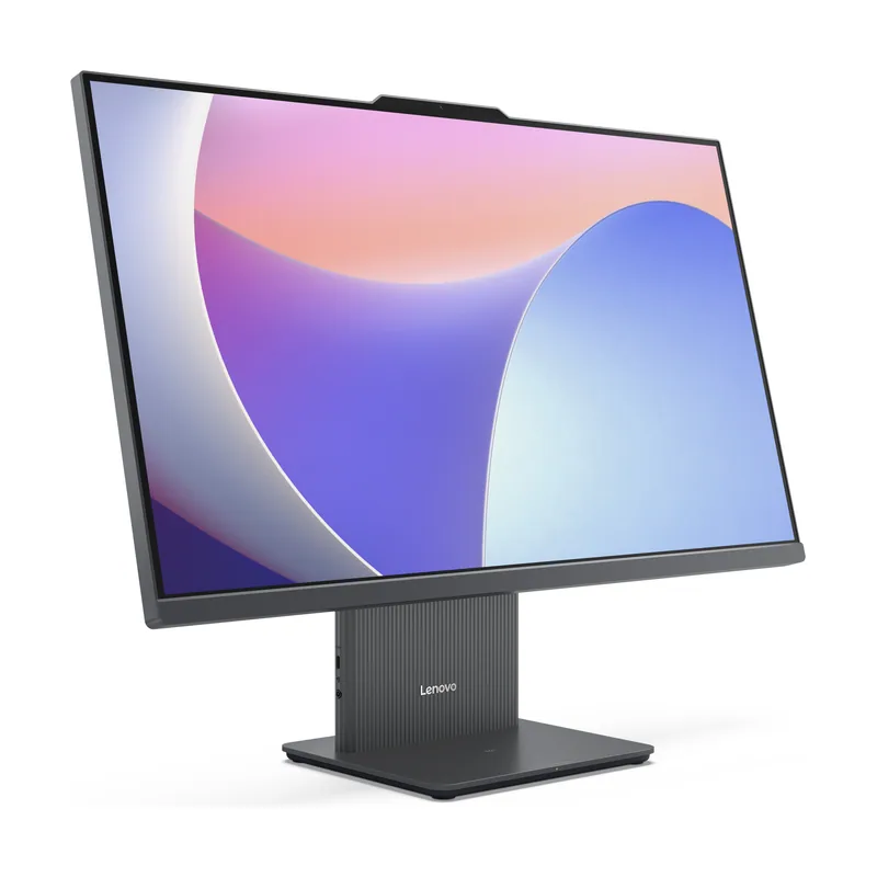Lenovo IdeaCentre AIO 27IRH9 en gris oscuro, vista en tres cuartos