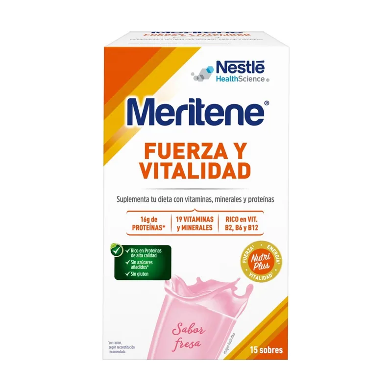 Nestle Meritene Fuerza Y Vitalidad Sabor Fresa 15 Sobres