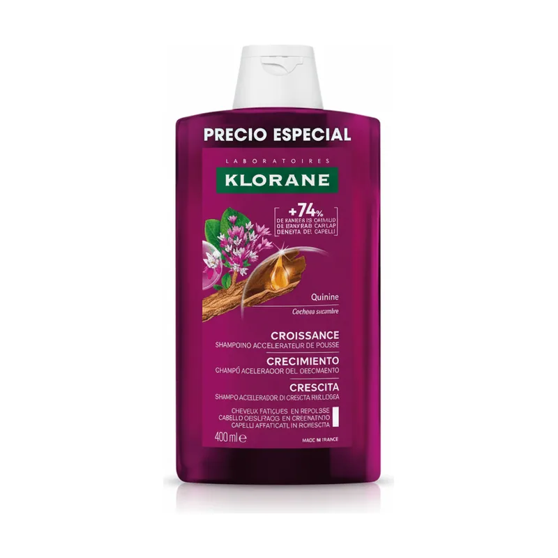 Klorane Quinina Champú Fortificante del Crecimiento 400 ml