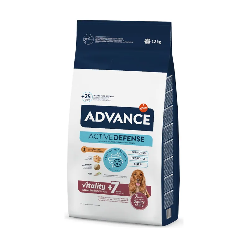 Advance 12 kg Medium Senior +7 Active Defense Pollo y Arroz pienso