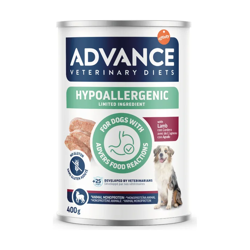 Advance 400 g Veterinary Diets Hypoallergenic Limited Ingredient Cordero Comida Húmeda para perros