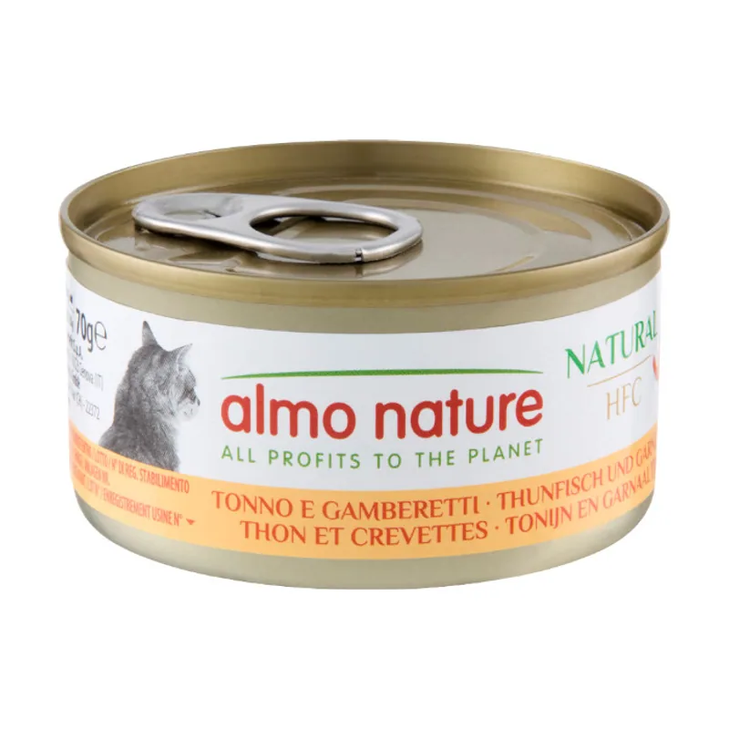 Almo Nature 70 g HFC Atún y Gambas lata