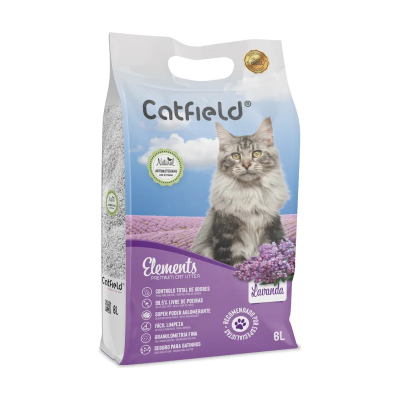 Catfield 6 L Elements Lavanda Arena Aglomerante Natural para gatos