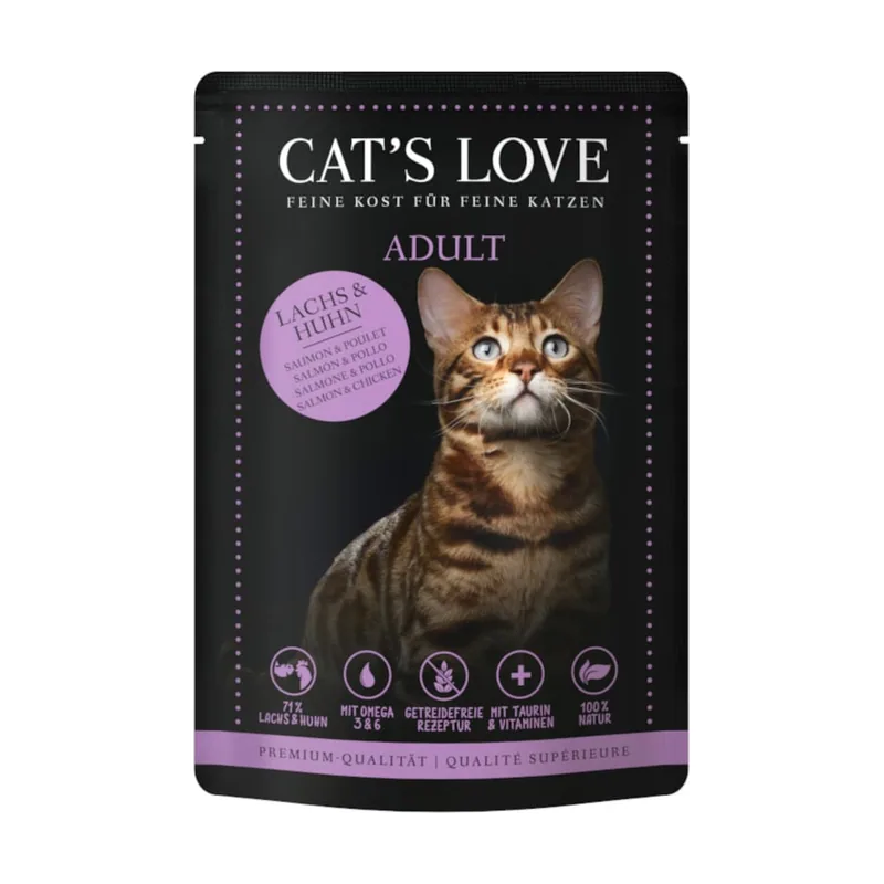 Cat's Love 85 g Adult Salmón y Pollo en Gelatina sobre