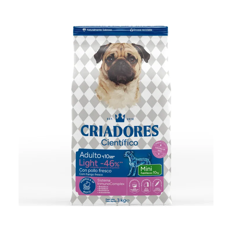 Criadores 3 kg Científico Light 46% contenido graso Adulto Mini Pienso Pollo