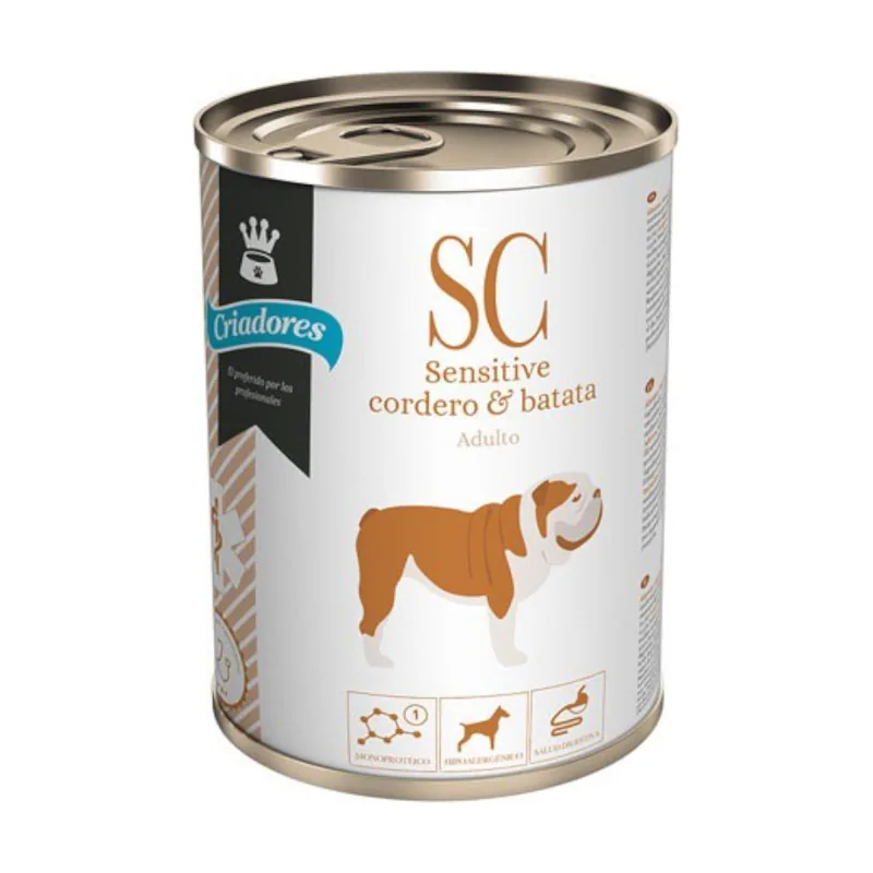 Criadores 400 g Dietetic Adulto Sensitive Cordero y Batata lata para perros