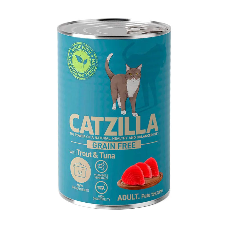 Catzilla 400 g Adult Grain Free Trucha y Atún en Paté lata