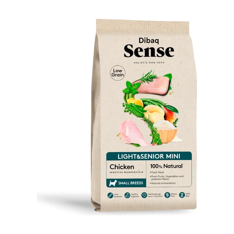 Dibaq 2 kg Sense Low Grain Light & Senior Mini Pollo Pienso