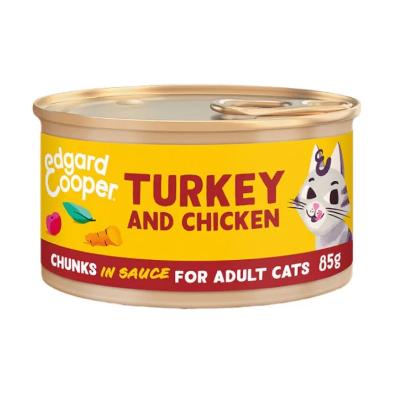 Edgard & Cooper 85 g Adult Trocitos de Pavo y Pollo en Salsa lata