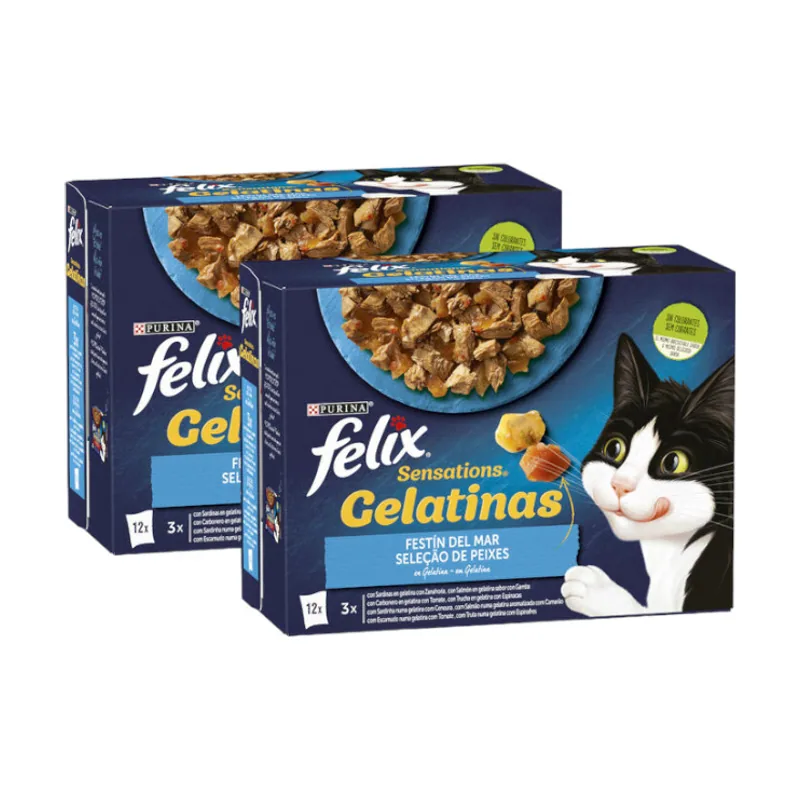 Felix 12 sobres x 85 g Sensations Festín del Mar sobres en gelatina