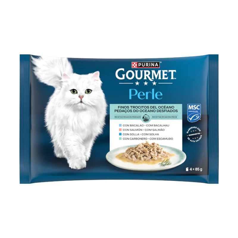 Gourmet 4 sobres x 85 g Perle Finos Trocitos del Océano en salsa sobre
