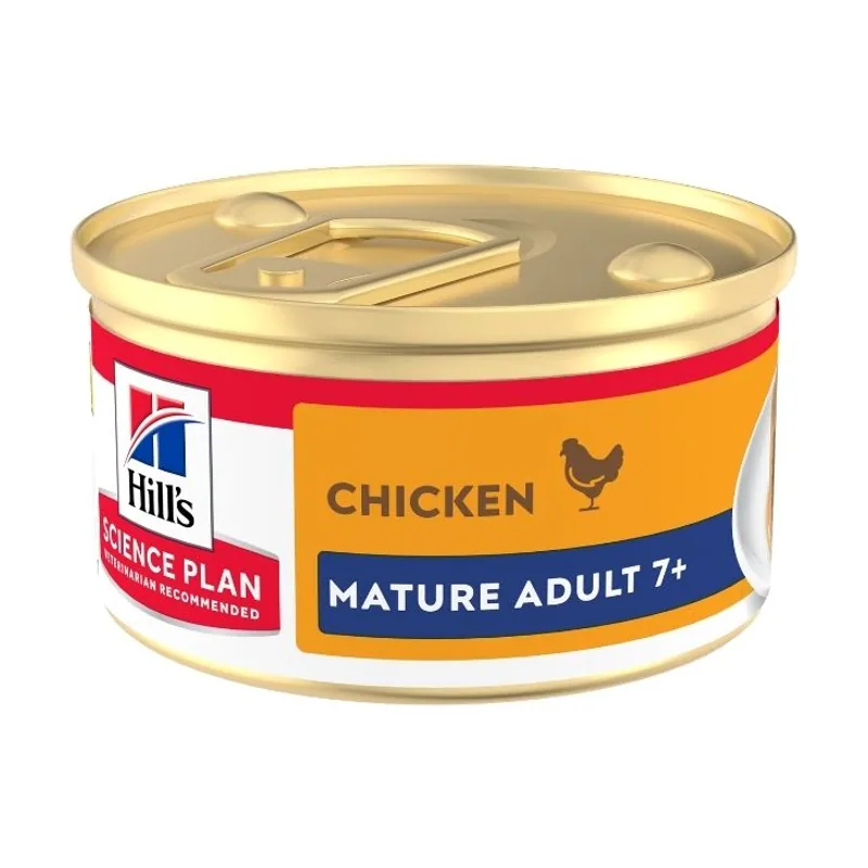 Hill's 85 g Science Plan Mature Mousse de Pollo lata