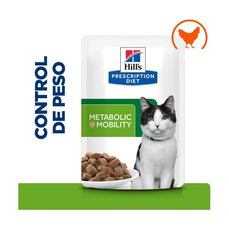 Hill's 12 sobres x 85 g Prescription Diet Metabolic + Mobility Pollo Sobres para gatos