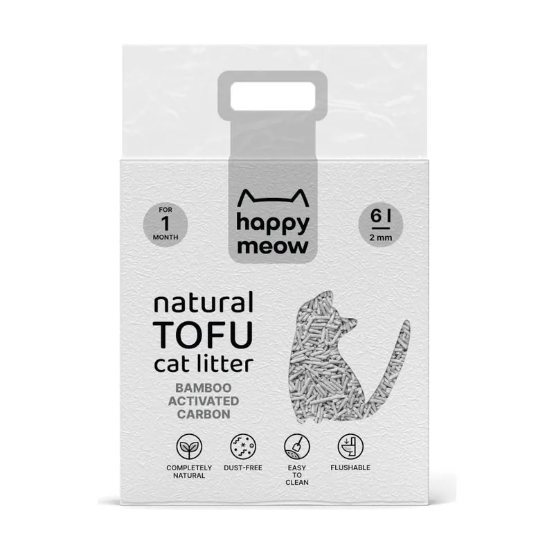 Happy Meow 6 L Natural Tofu Aglomerante Bambu para gatos