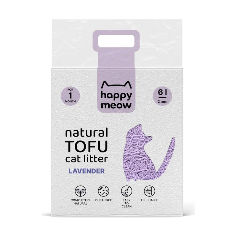 Happy Meow 6 L Natural Tofu Aglomerante Lavanda para gatos