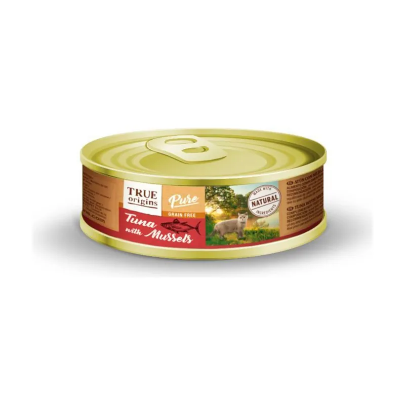 True Origins 85 g Pure Adult Atún y Mejillones lata